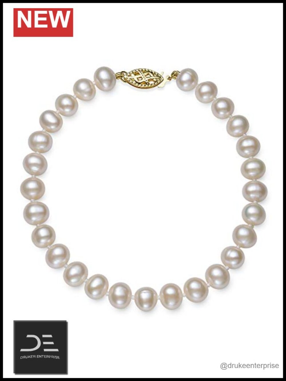 AA Quality Cultured Freshwater Pearl Bracelet 14K Gold Chain Strand